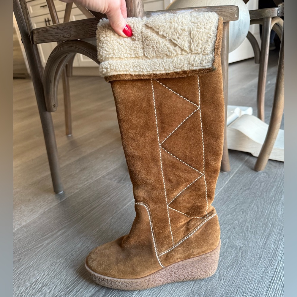 Kors Michael Kors fur lined knee high brown suede boots size 8